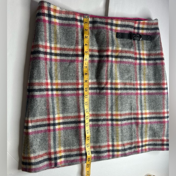 Boden Faye Tweed Kilt Skirt 100% wool plaid pattern side buckle EUC Sz 12 preppy - Picture 9 of 10